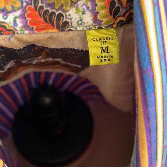 ROBERT GRAHAM Blue Green Stripes Paisley Cotton Medium Classic Long Sleeve Shirt - Picture 10 of 10